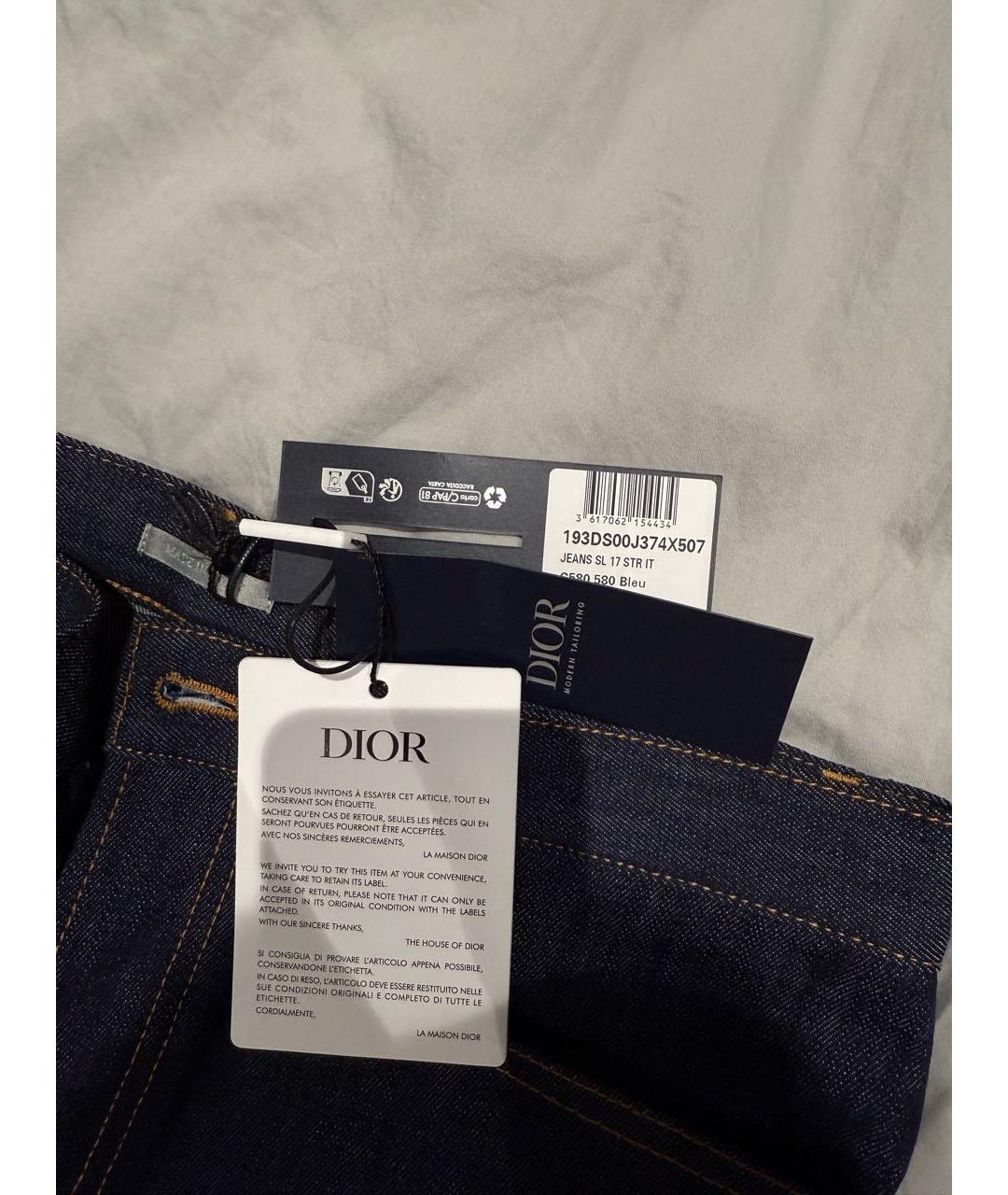 CHRISTIAN DIOR Синие хлопковые джинсы скинни, фото 4