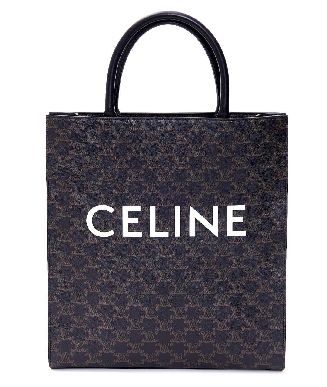 CELINE Коричневая кожаная сумка тоут, фото 1