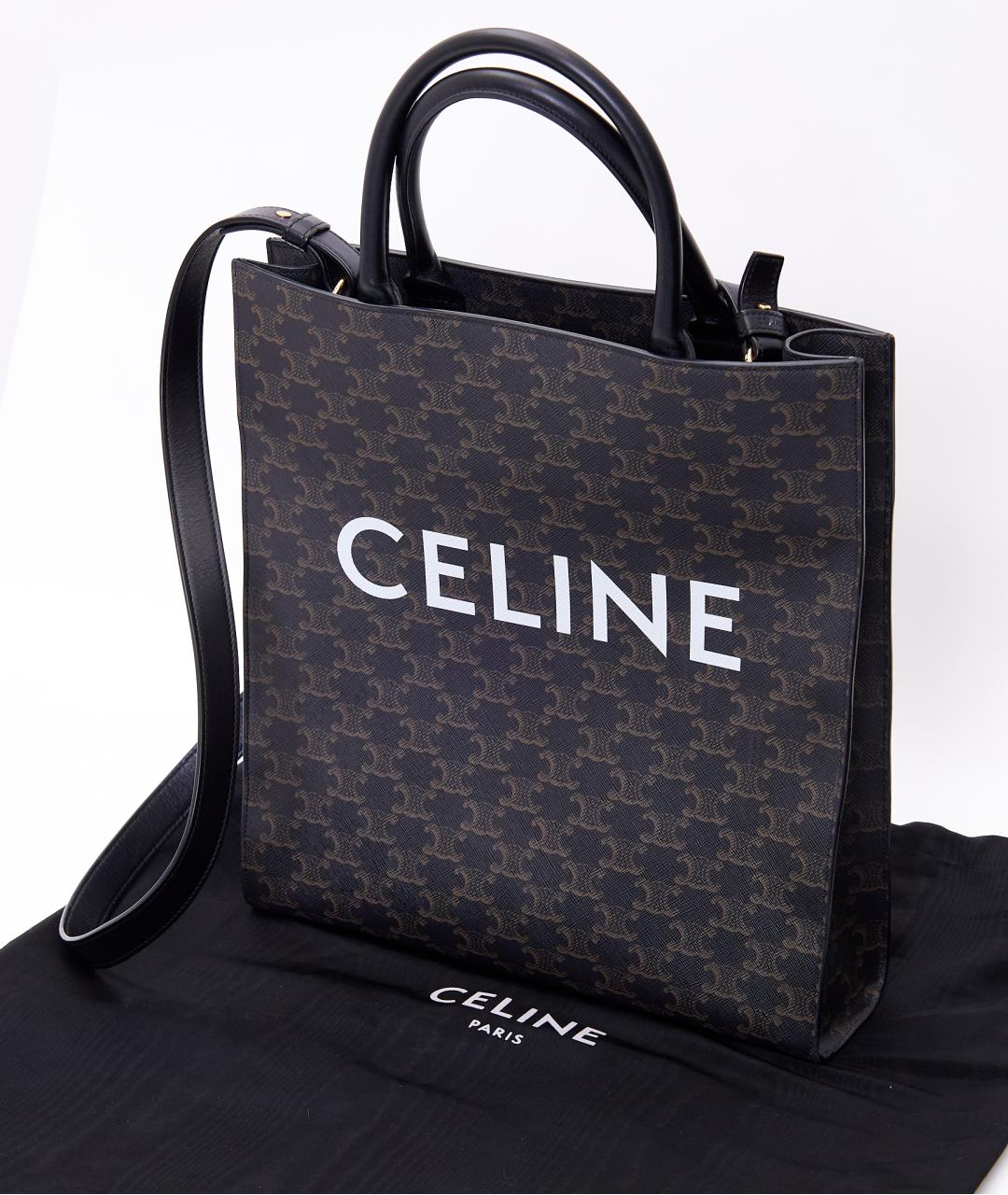 CELINE Коричневая кожаная сумка тоут, фото 8