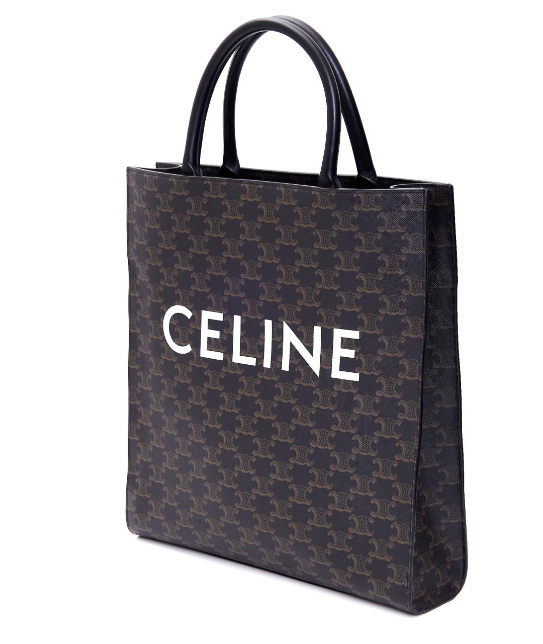 CELINE Коричневая кожаная сумка тоут, фото 2