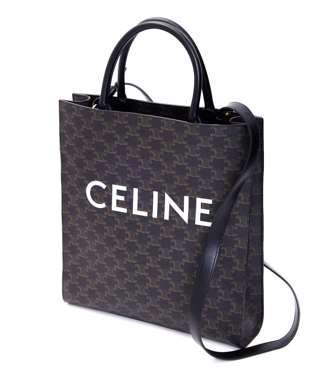 CELINE Коричневая кожаная сумка тоут, фото 6