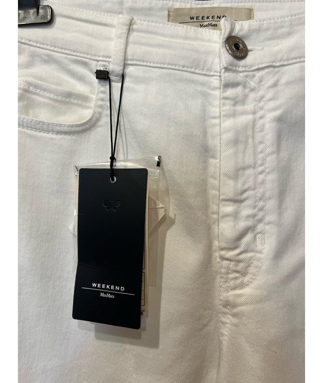 WEEKEND MAX MARA Белые хлопко-эластановые джинсы клеш, фото 4