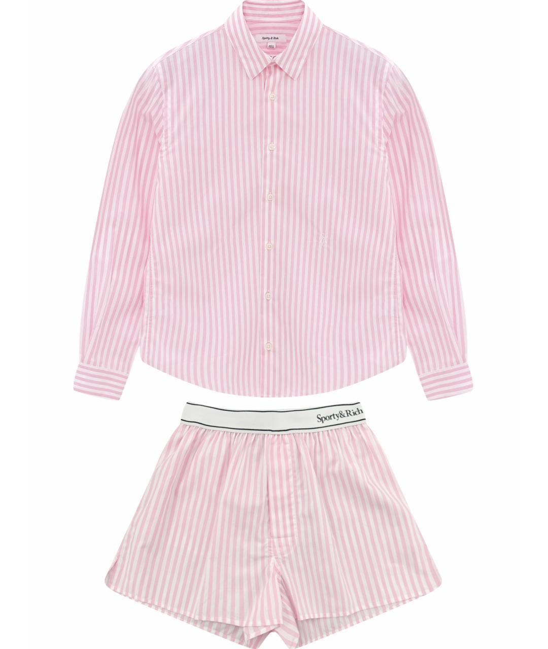 SPORTY AND RICH Розовый хлопковый костюм с брюками, фото 1