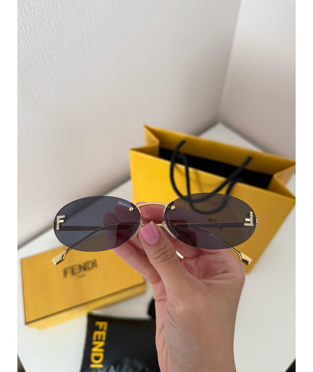 FENDI Темно-синие металлические солнцезащитные очки, фото 5