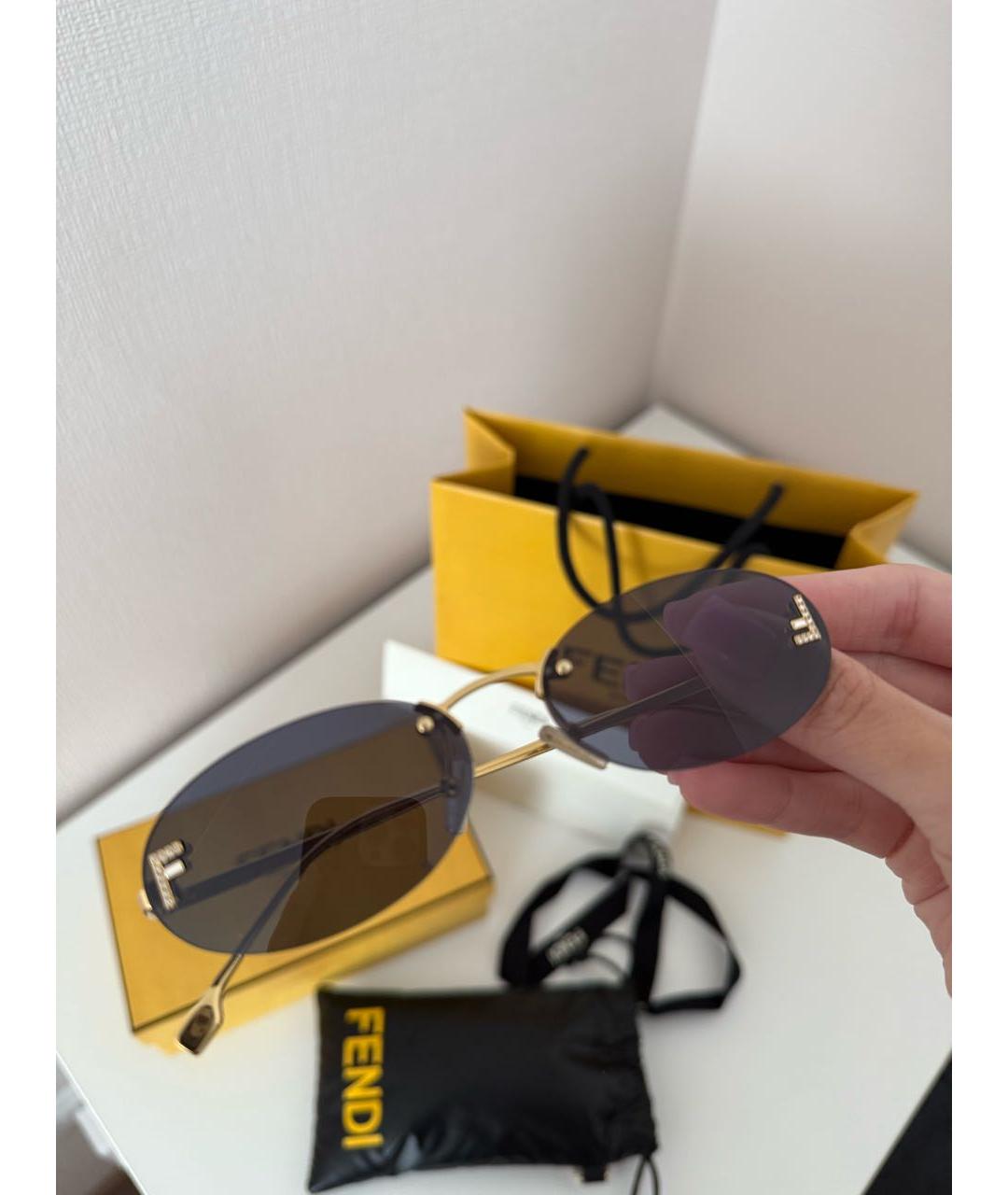FENDI Темно-синие металлические солнцезащитные очки, фото 2