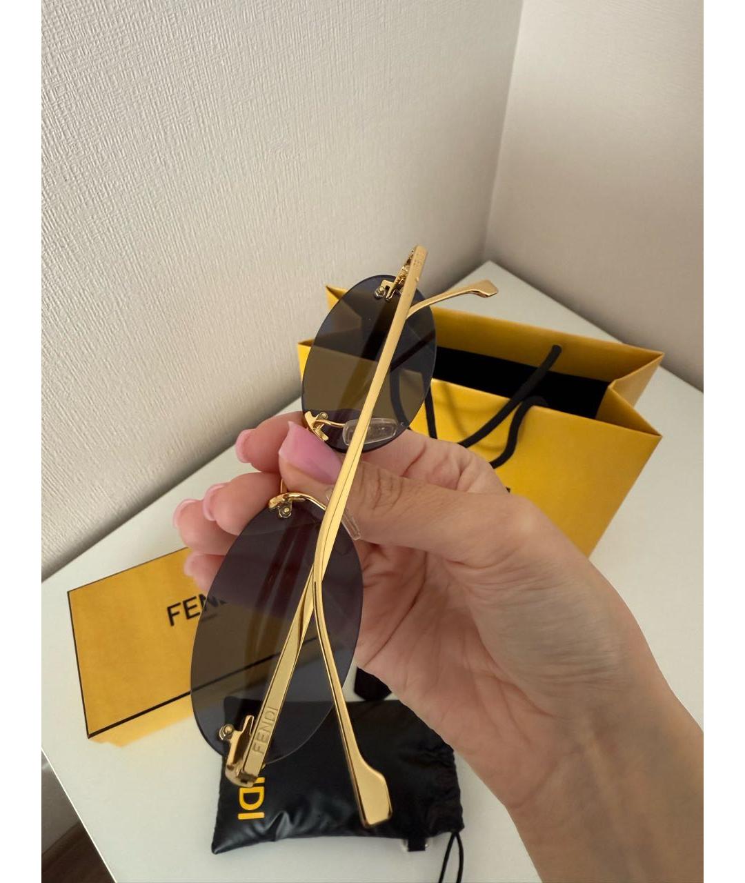 FENDI Темно-синие металлические солнцезащитные очки, фото 3
