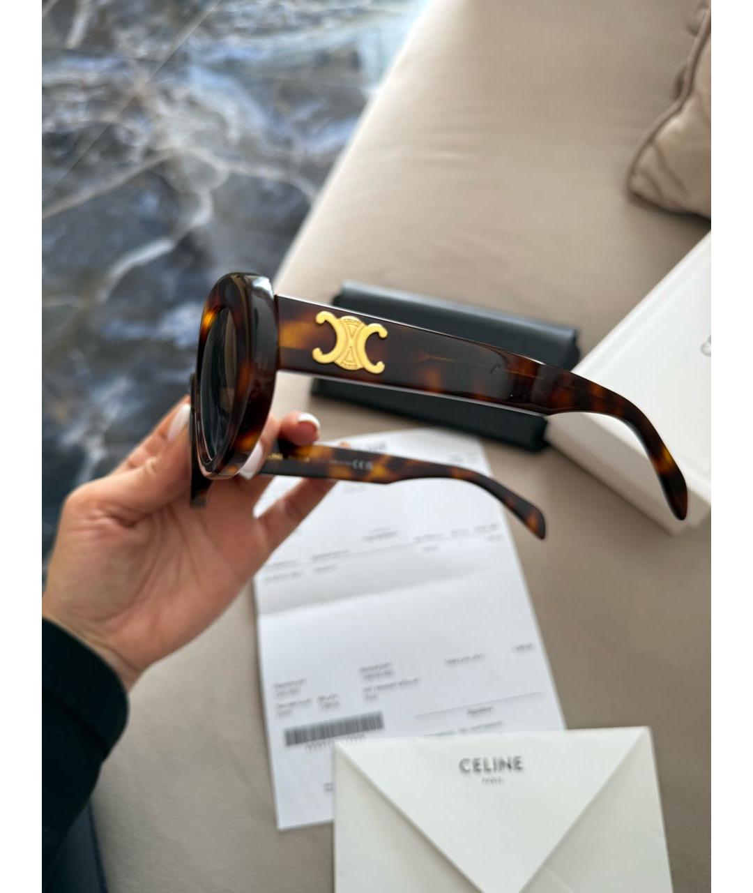 CELINE Коричневые пластиковые солнцезащитные очки, фото 2