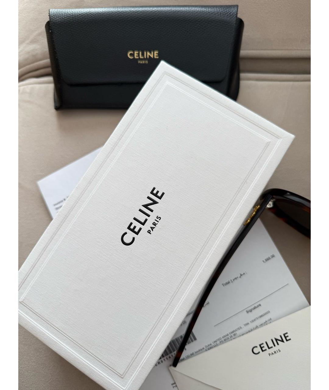 CELINE Коричневые пластиковые солнцезащитные очки, фото 4