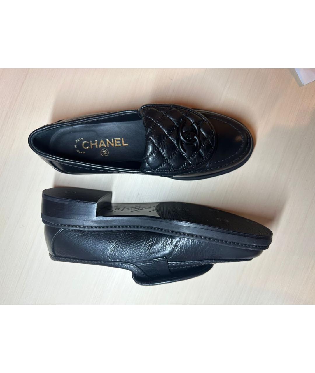 CHANEL Черные кожаные лоферы, фото 2
