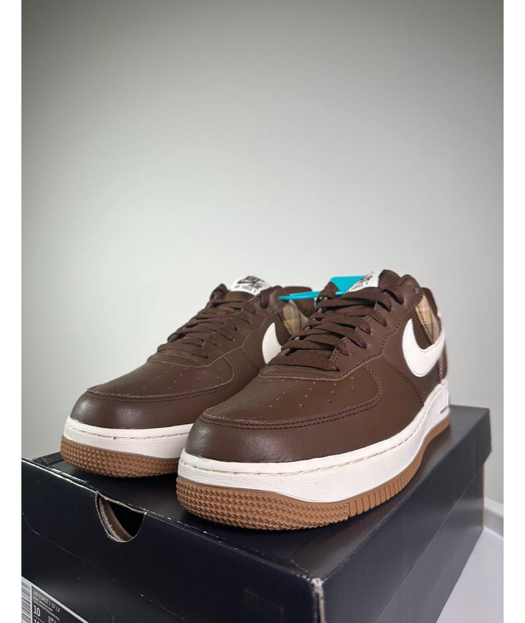 NIKE Коричневые кожаные низкие кроссовки / кеды, фото 3