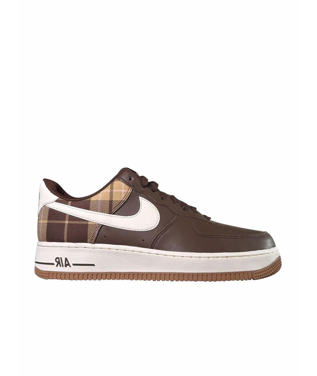 NIKE Коричневые кожаные низкие кроссовки / кеды, фото 1