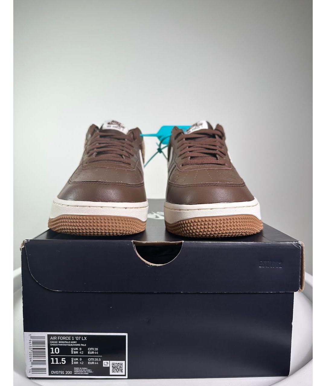 NIKE Коричневые кожаные низкие кроссовки / кеды, фото 2