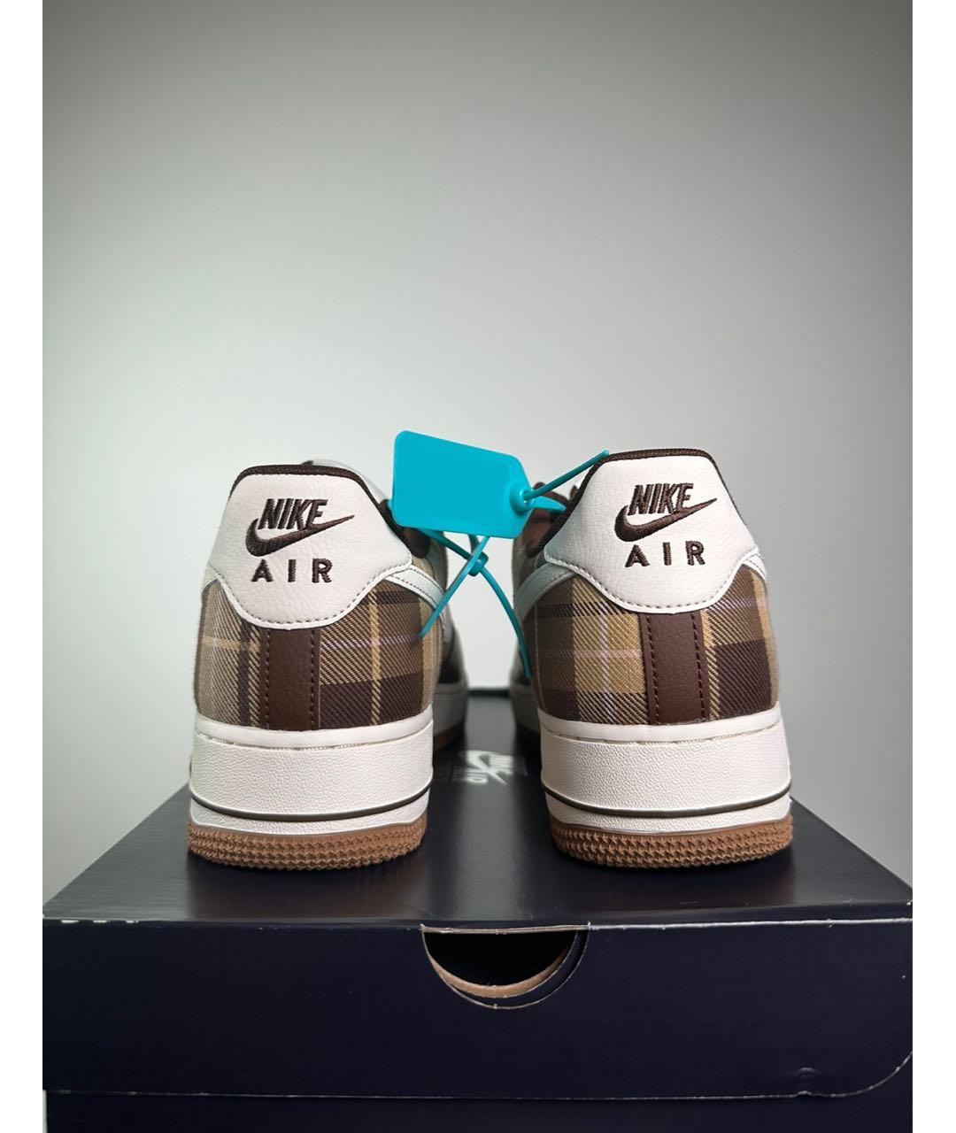 NIKE Коричневые кожаные низкие кроссовки / кеды, фото 4