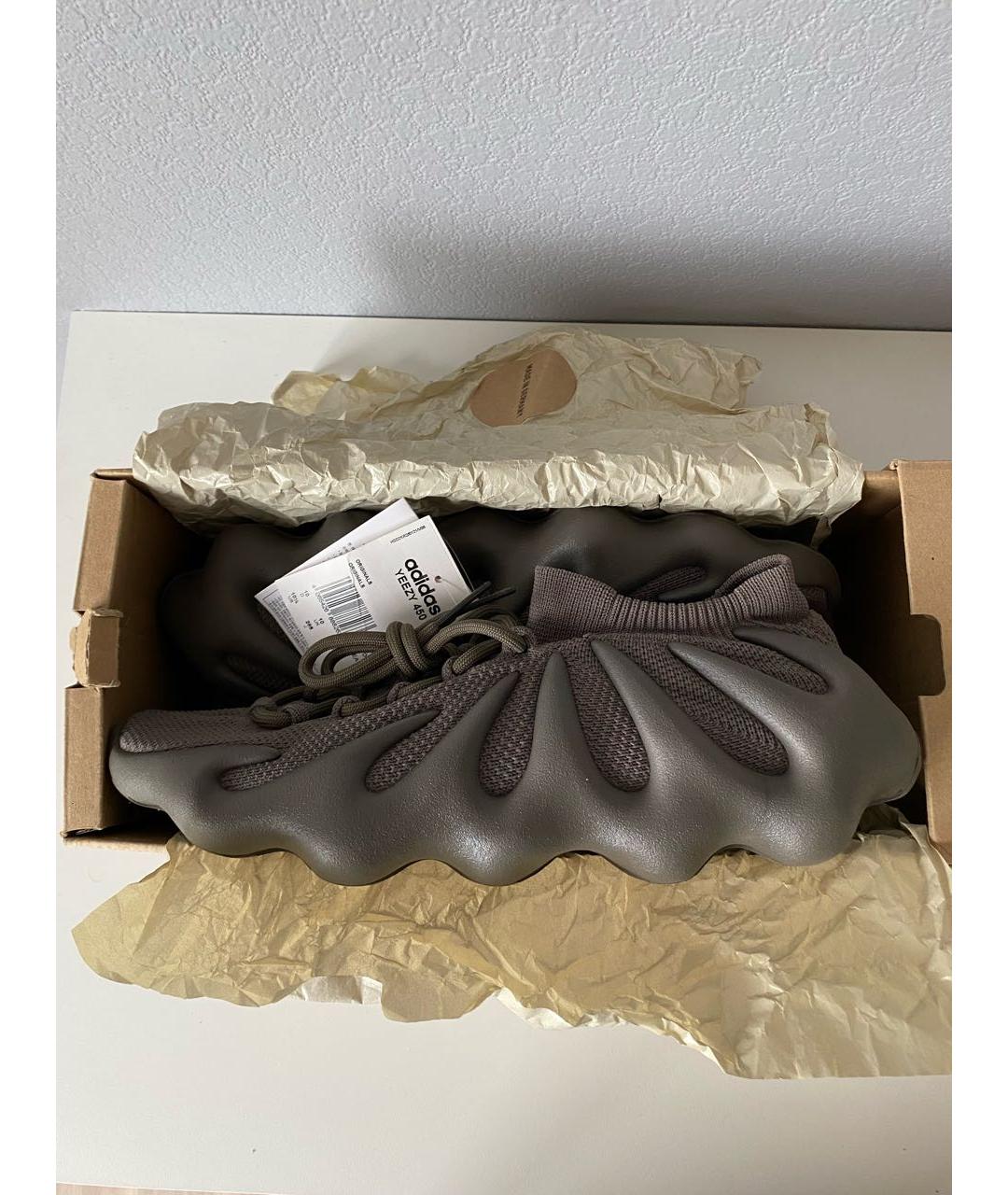 ADIDAS YEEZY Серые текстильные низкие кроссовки / кеды, фото 2