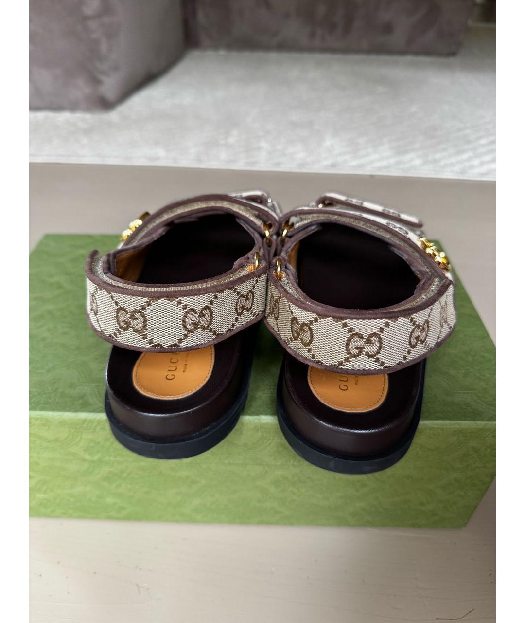 GUCCI Коричневые кожаные сандалии, фото 4