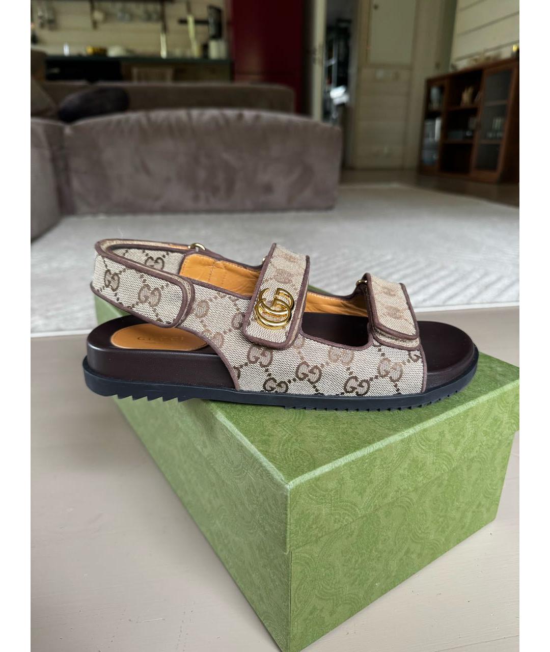 GUCCI Коричневые кожаные сандалии, фото 8