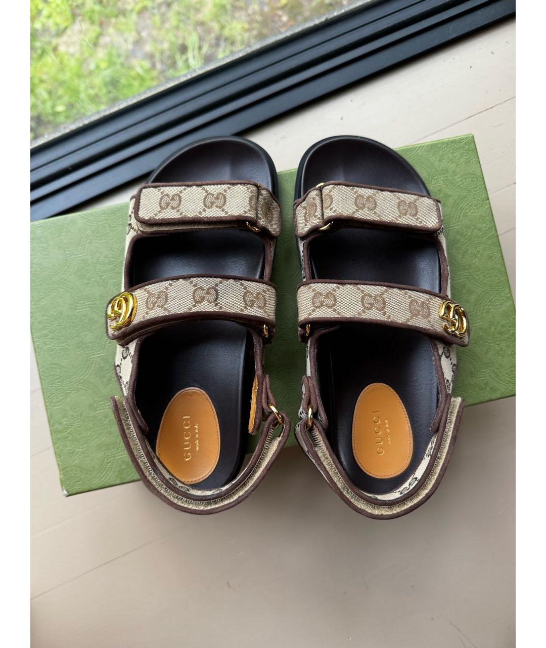 GUCCI Коричневые кожаные сандалии, фото 3