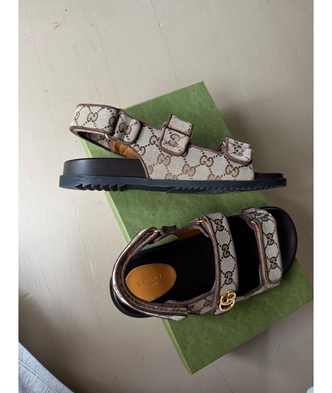 GUCCI Коричневые кожаные сандалии, фото 7