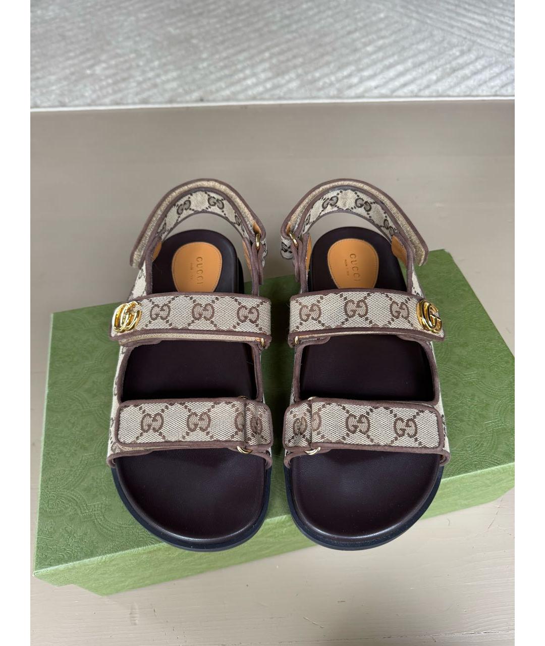 GUCCI Коричневые кожаные сандалии, фото 2