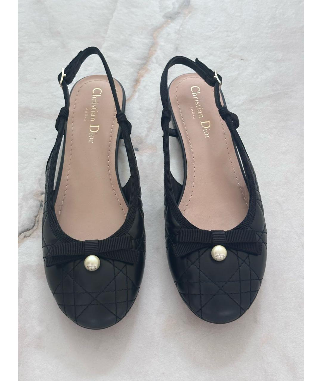 CHRISTIAN DIOR Черные кожаные балетки, фото 2