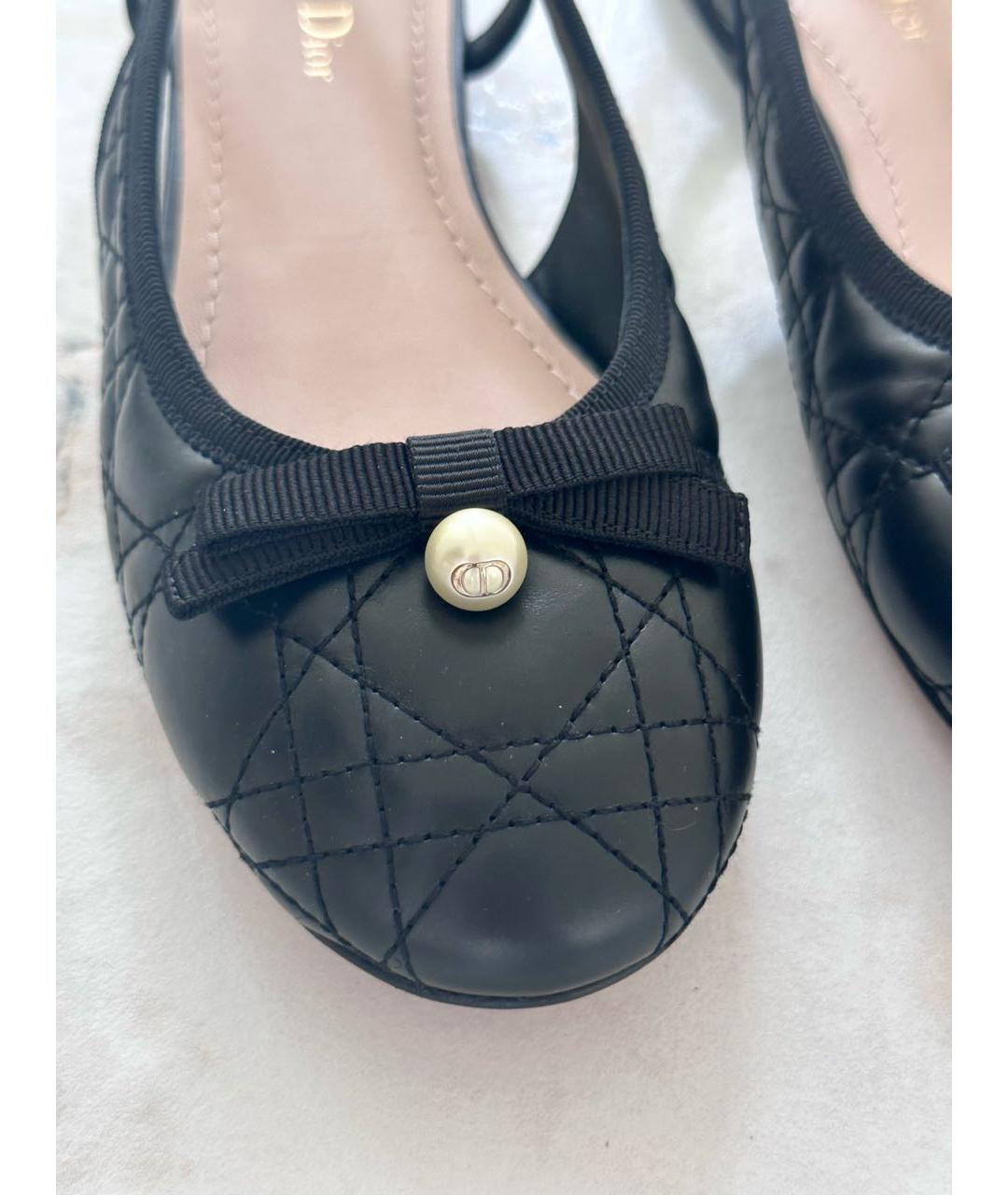 CHRISTIAN DIOR Черные кожаные балетки, фото 4