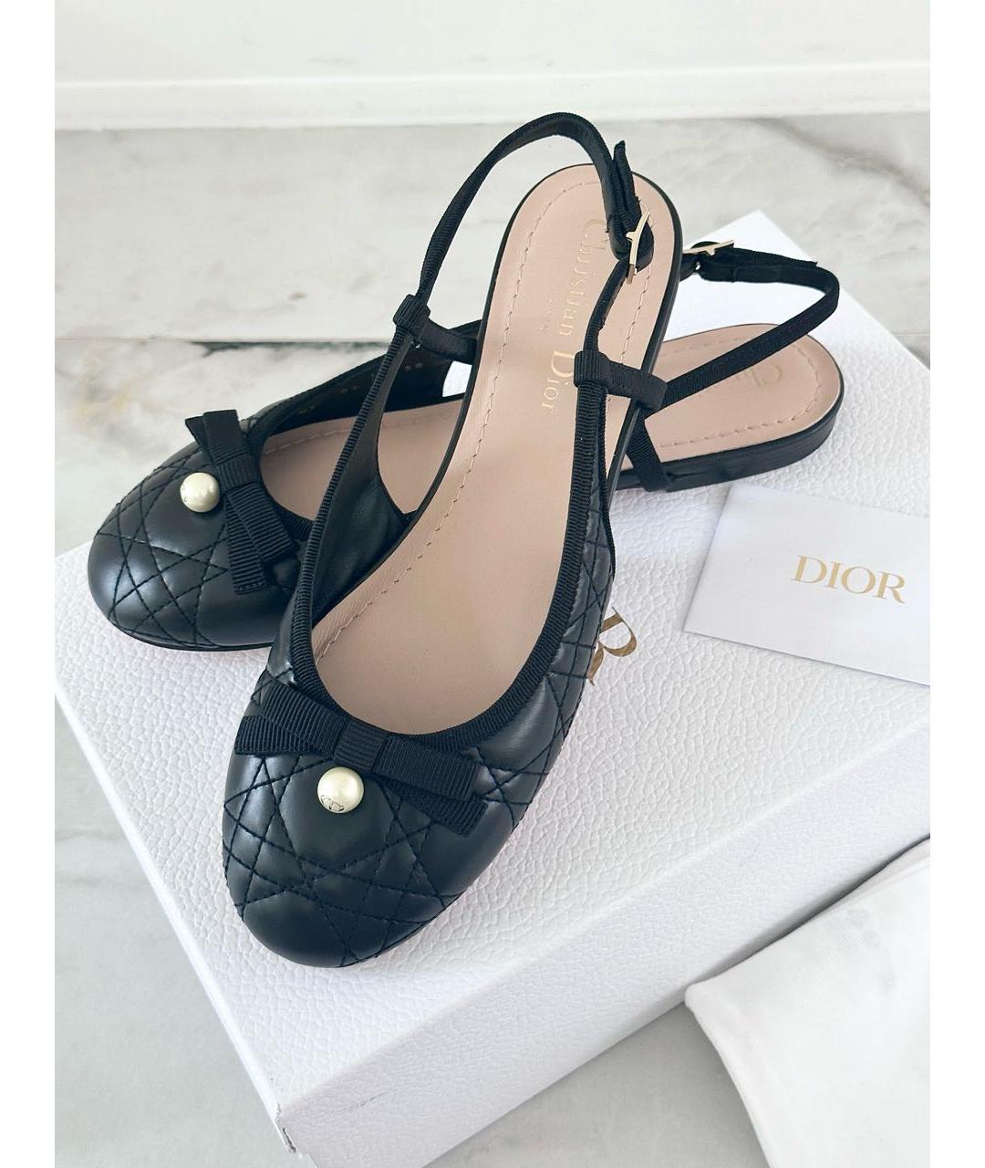 CHRISTIAN DIOR Черные кожаные балетки, фото 3