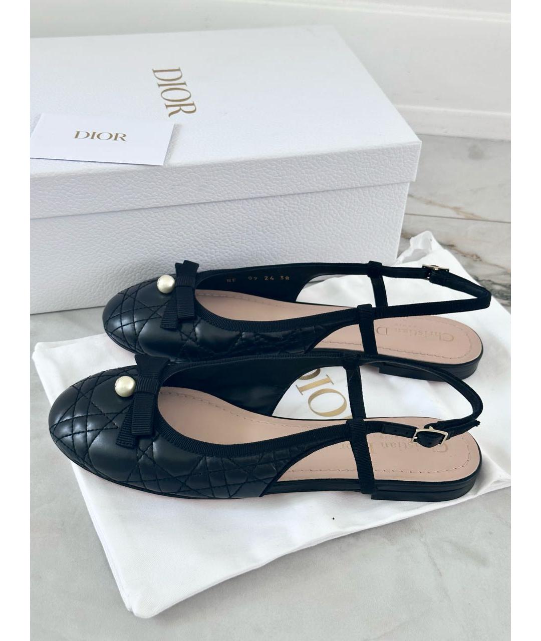 CHRISTIAN DIOR Черные кожаные балетки, фото 5