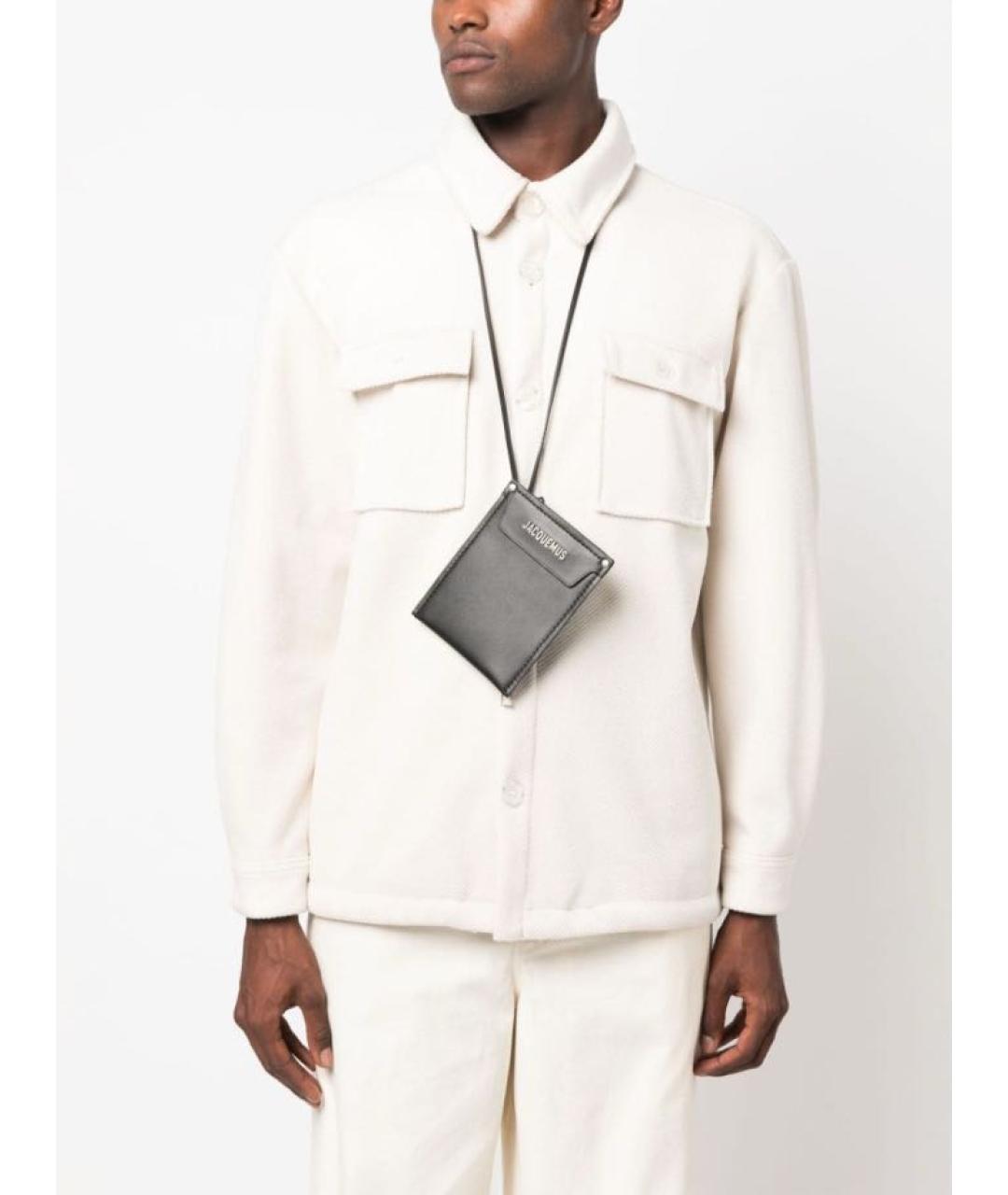 JACQUEMUS Черный кожаный кардхолдер, фото 4