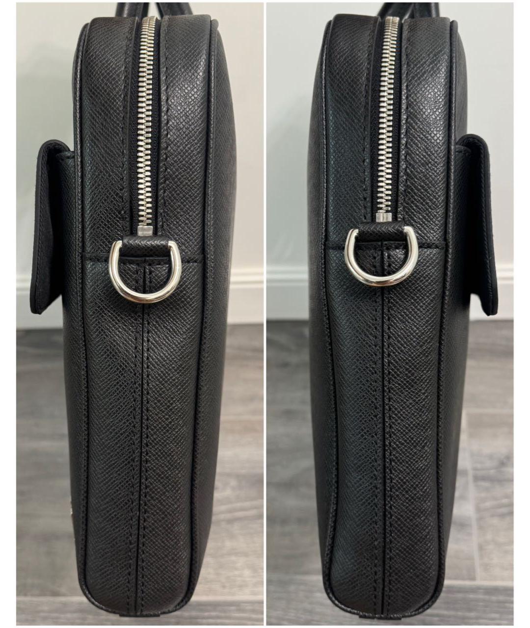 LOUIS VUITTON Черный кожаный портфель, фото 3