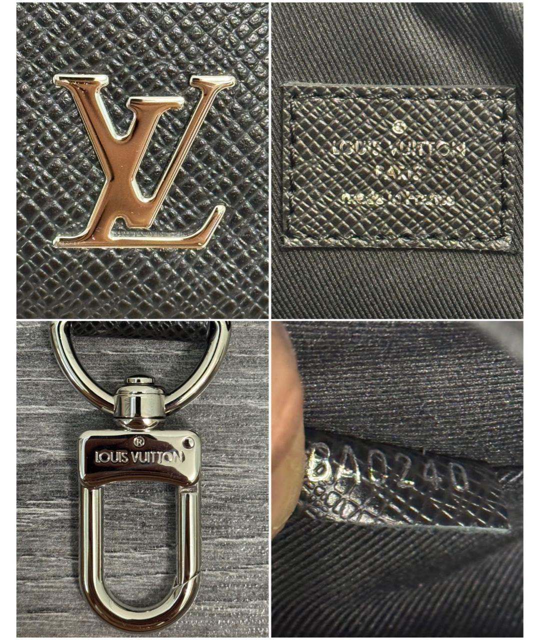 LOUIS VUITTON Черный кожаный портфель, фото 7