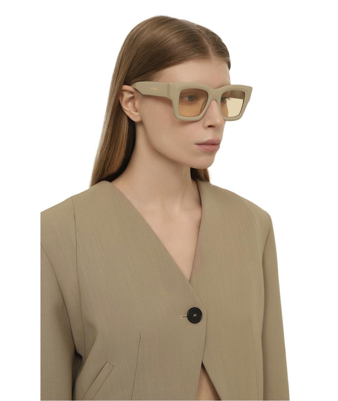 JACQUEMUS Бежевые пластиковые солнцезащитные очки, фото 4