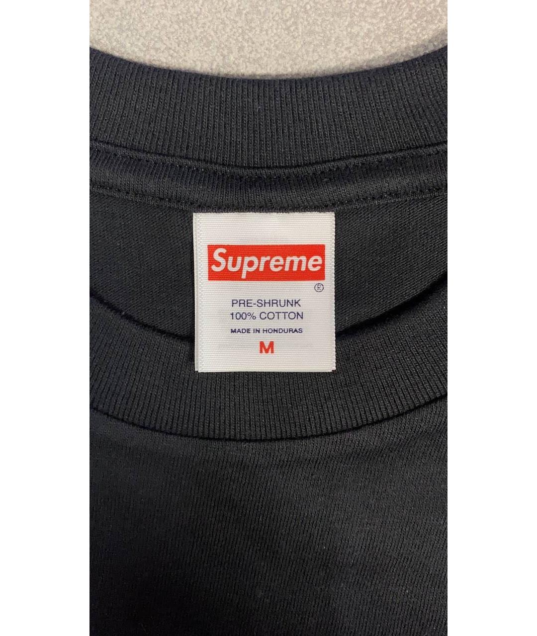 SUPREME Черная хлопковая футболка, фото 5