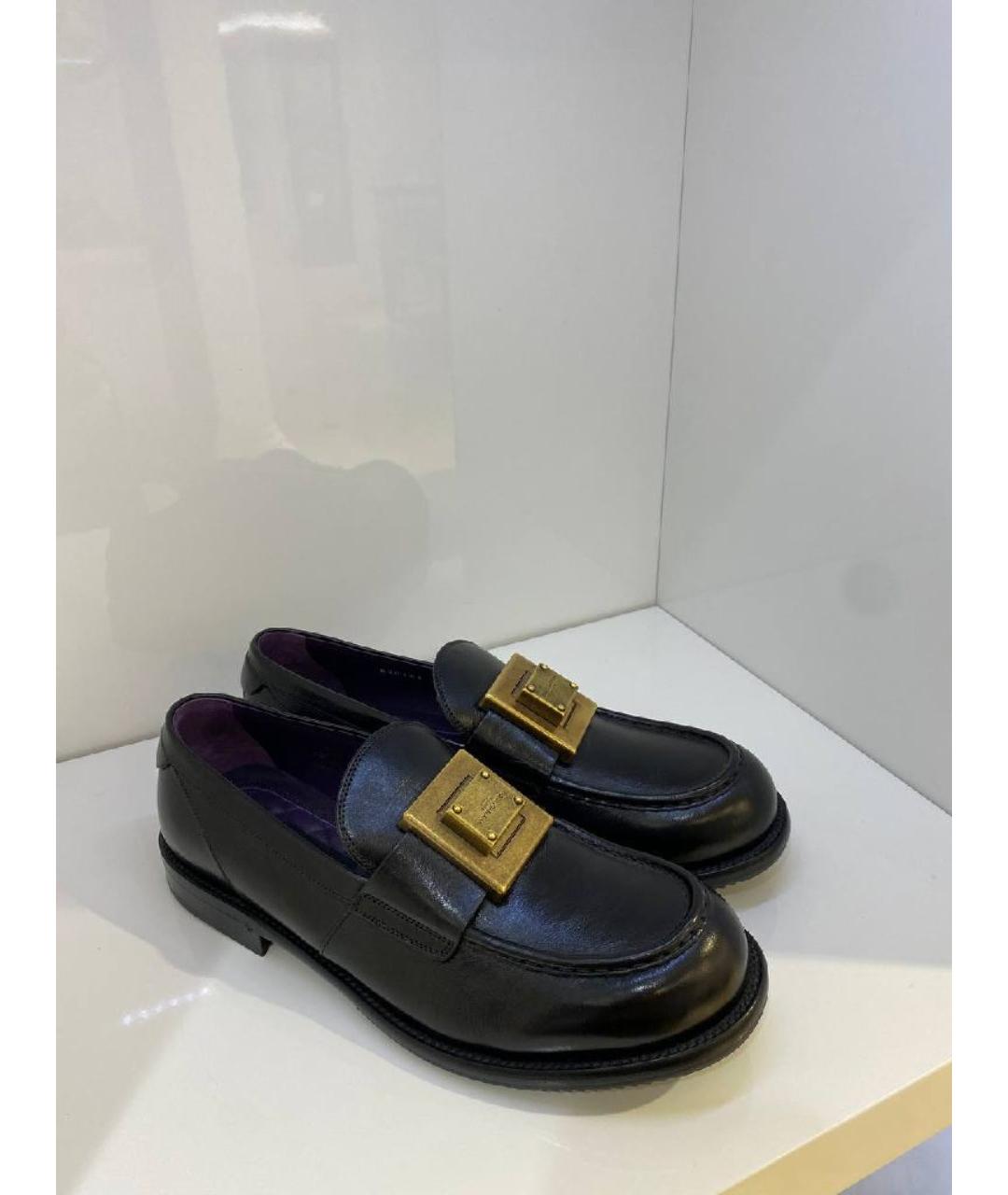DOLCE&GABBANA Черные кожаные лоферы, фото 4