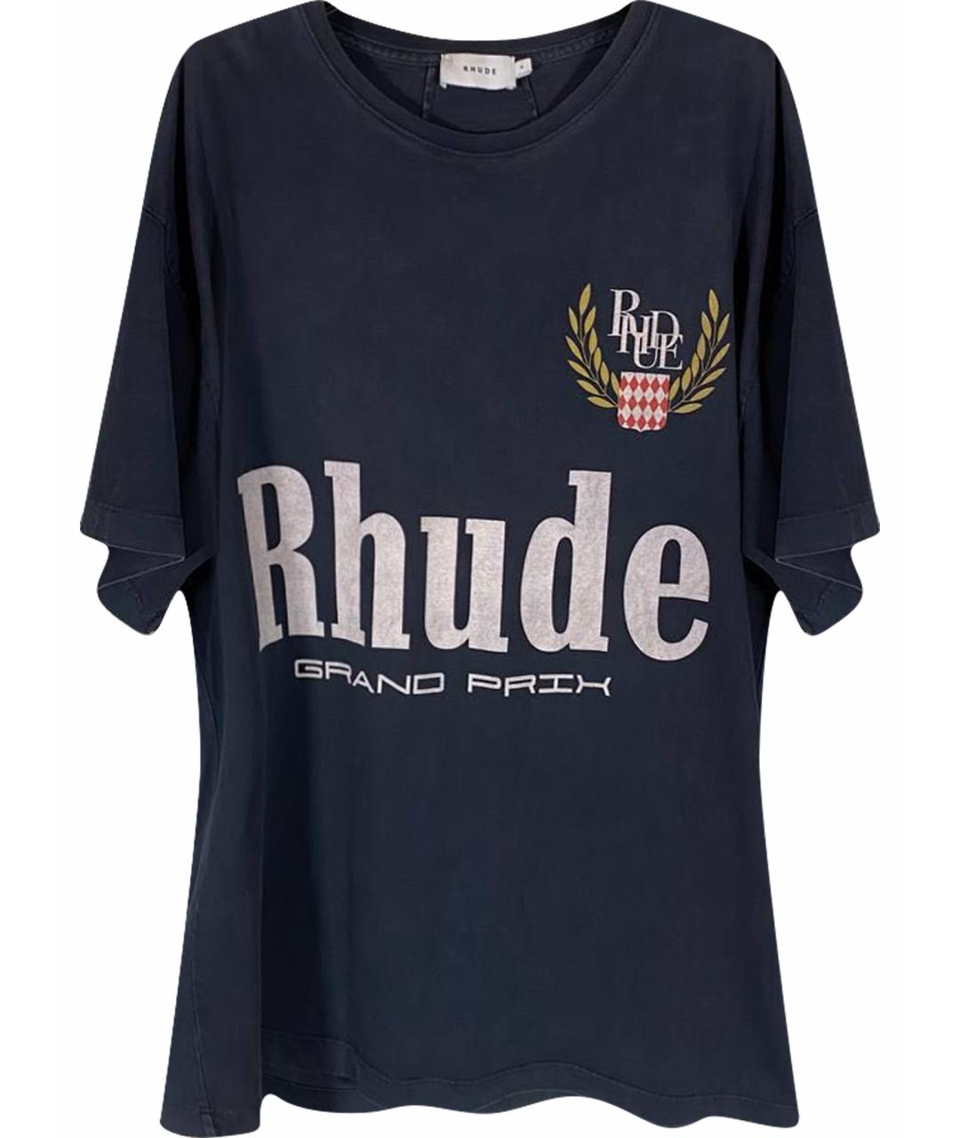 RHUDE Черная хлопковая футболка, фото 1