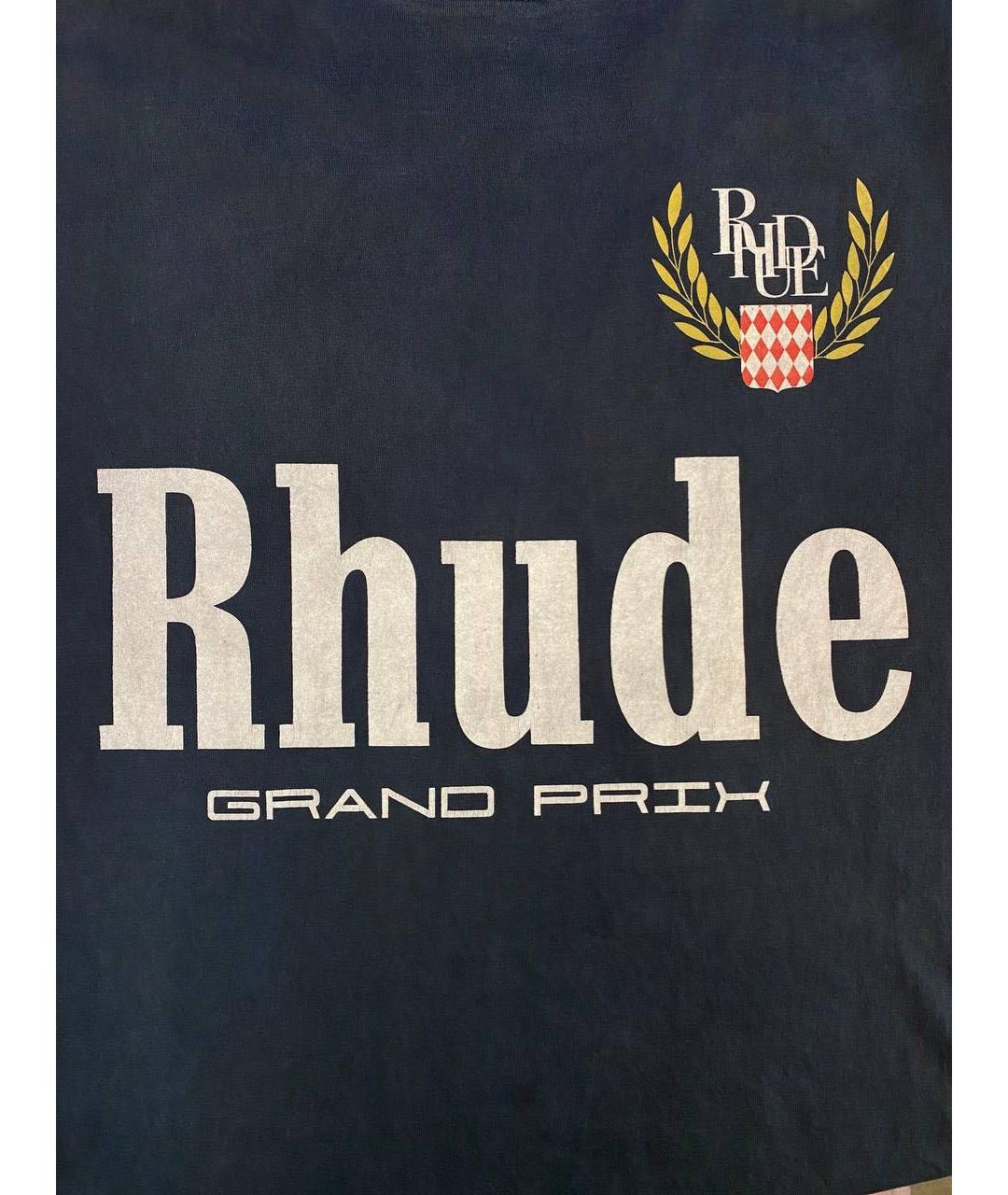RHUDE Черная хлопковая футболка, фото 3