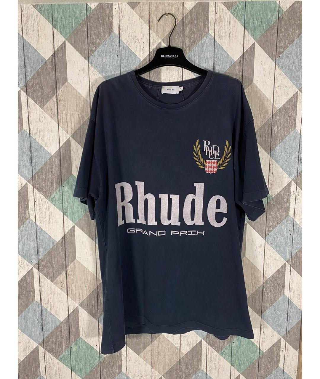 RHUDE Черная хлопковая футболка, фото 6