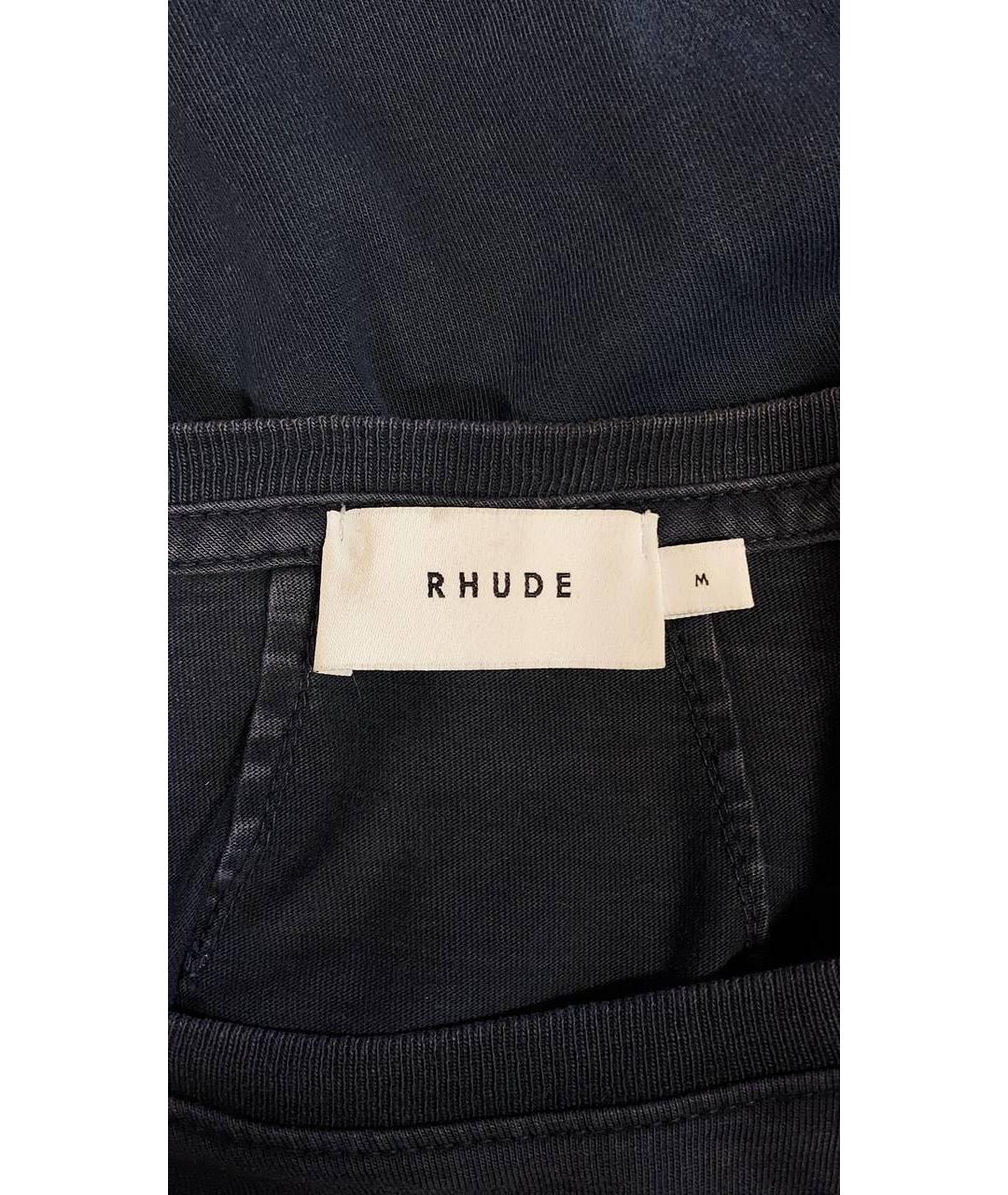 RHUDE Черная хлопковая футболка, фото 4