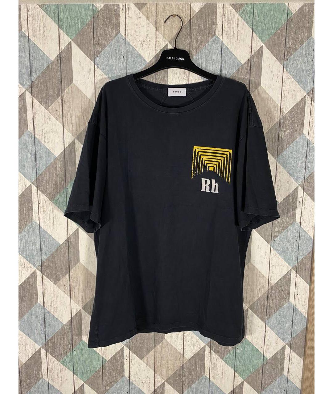 RHUDE Черная хлопковая футболка, фото 7