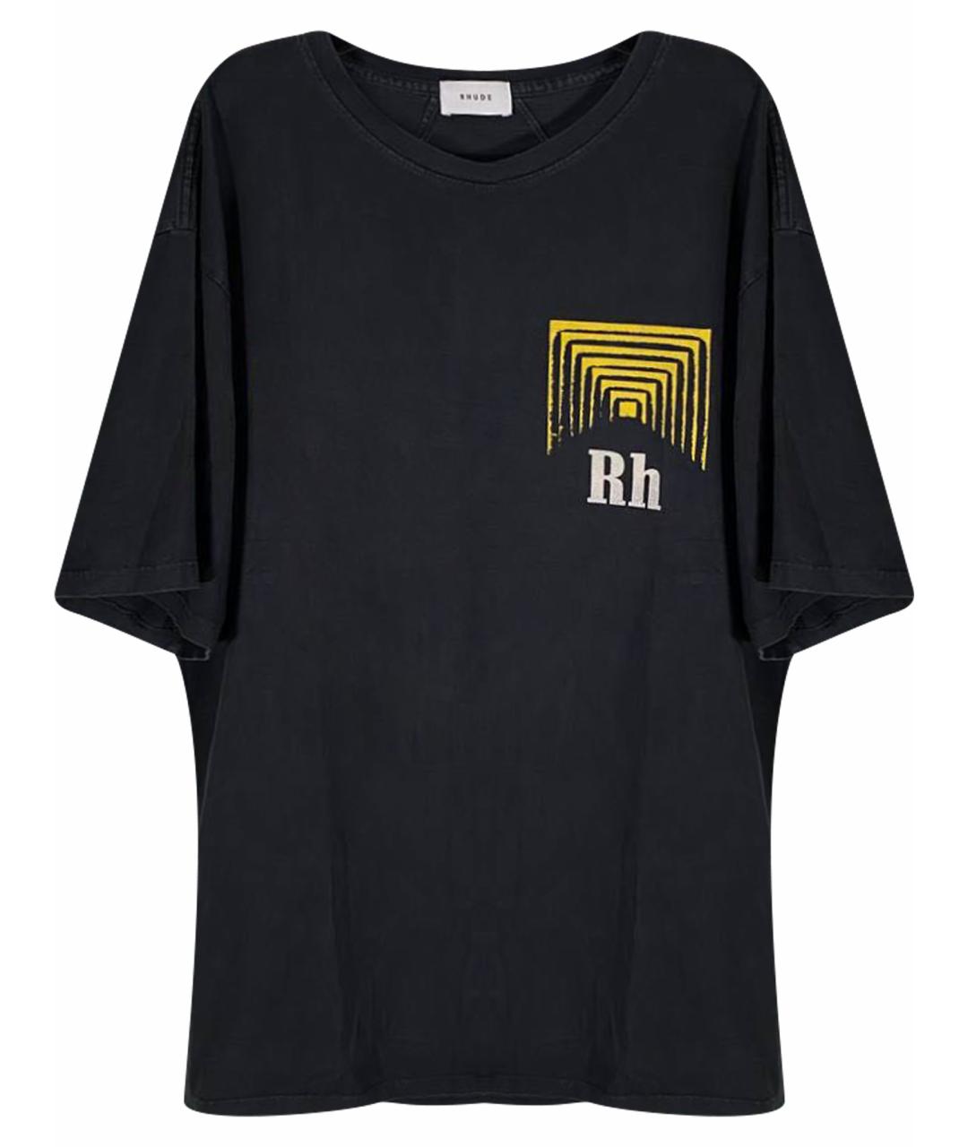 RHUDE Черная хлопковая футболка, фото 1