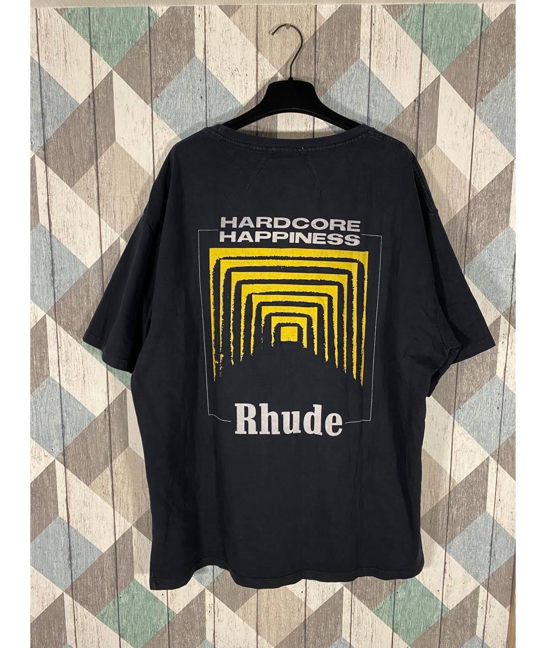 RHUDE Черная хлопковая футболка, фото 2