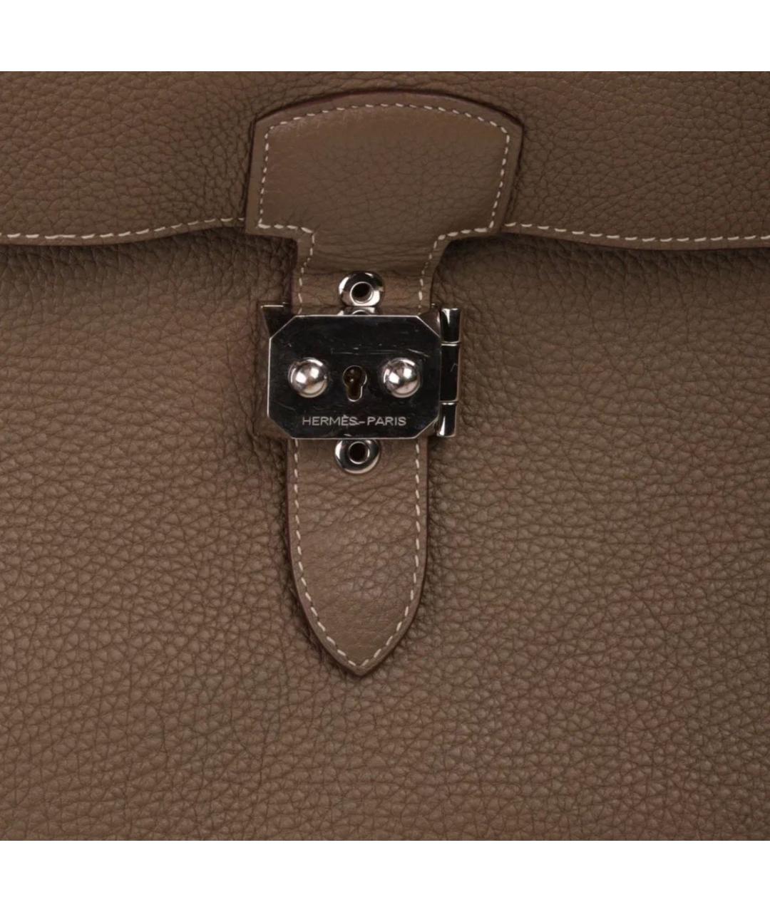 HERMES Бежевый кожаный портфель, фото 6