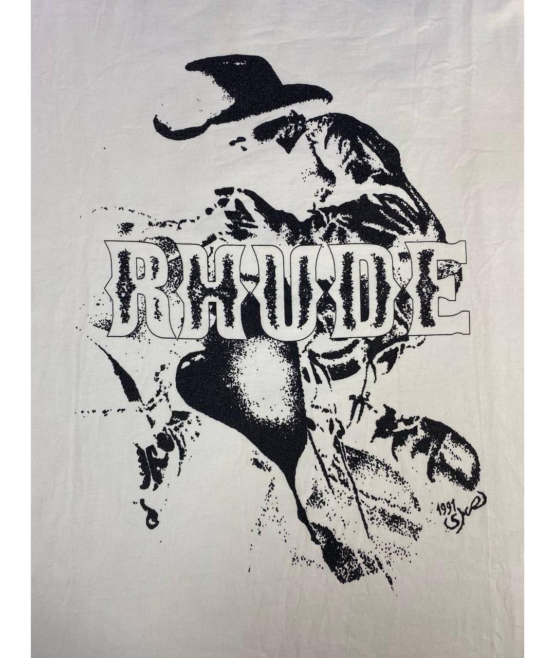 RHUDE Белая хлопковая футболка, фото 3