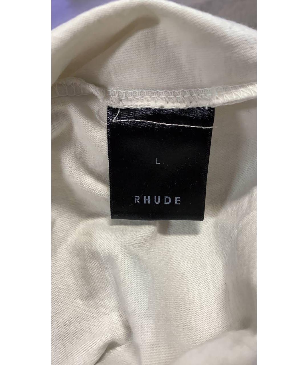 RHUDE Белая хлопковая футболка, фото 6