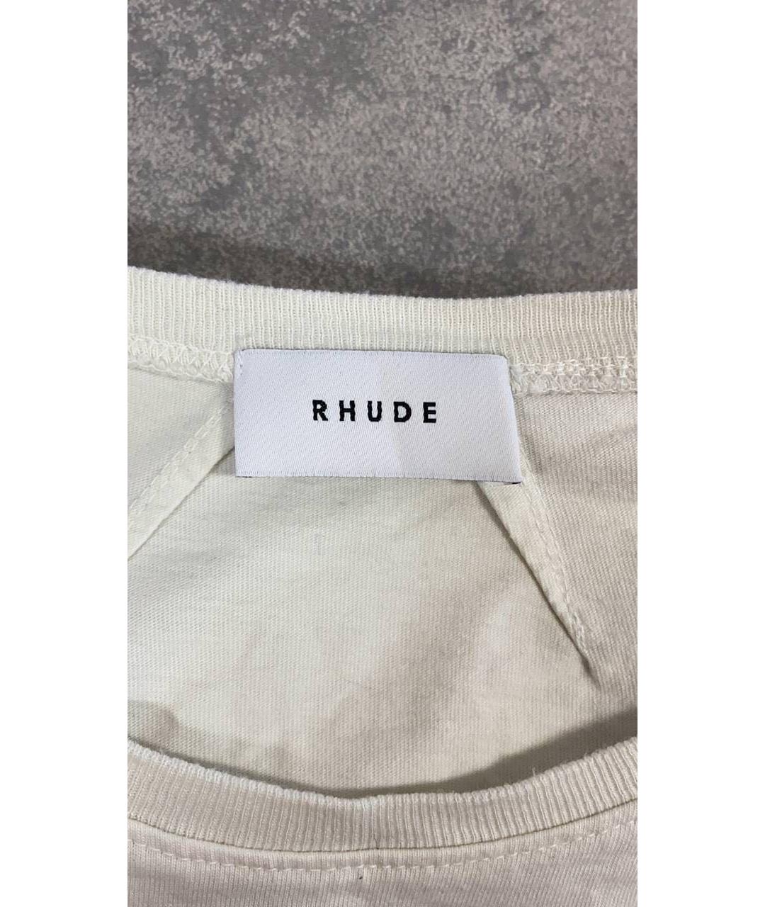 RHUDE Белая хлопковая футболка, фото 5