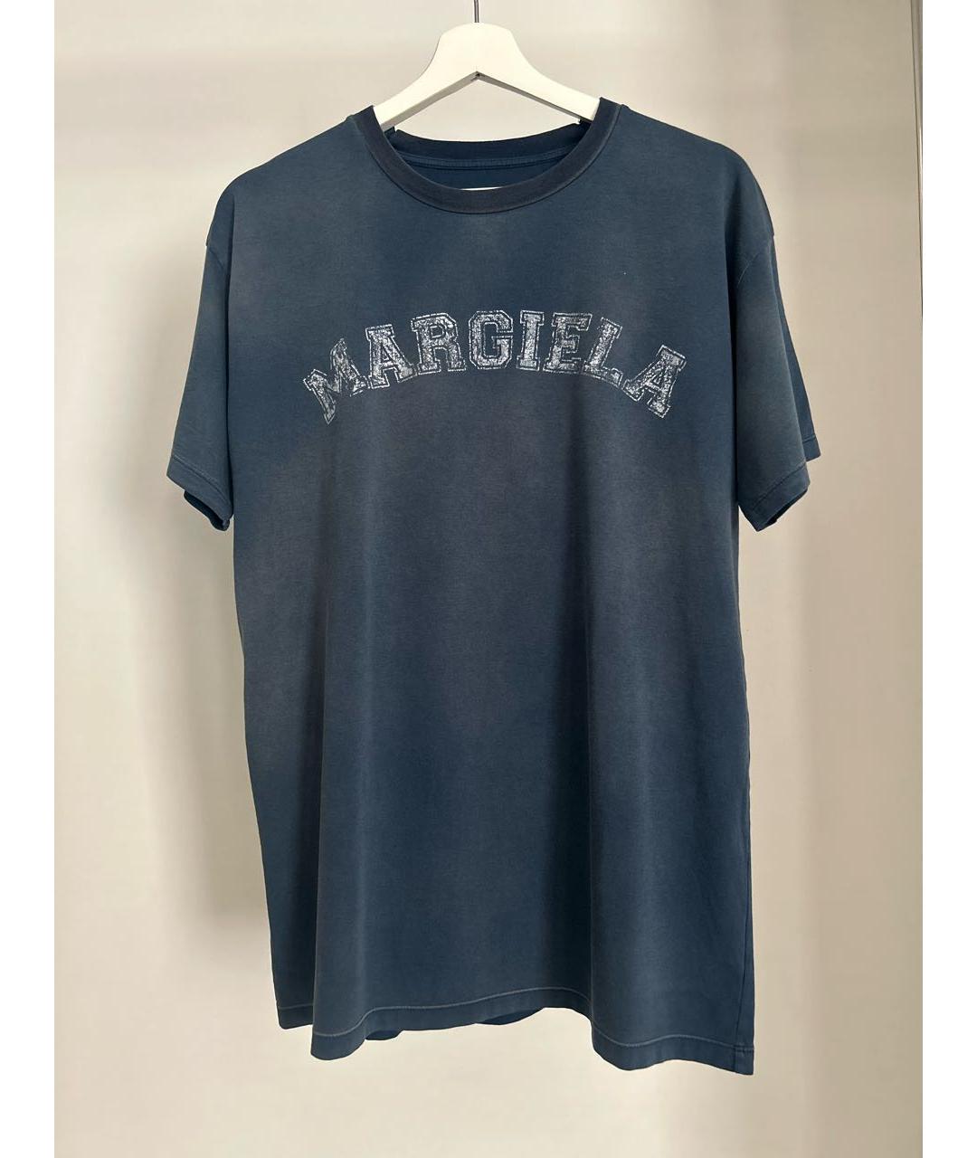 MAISON MARGIELA Темно-синяя хлопко-эластановая футболка, фото 9