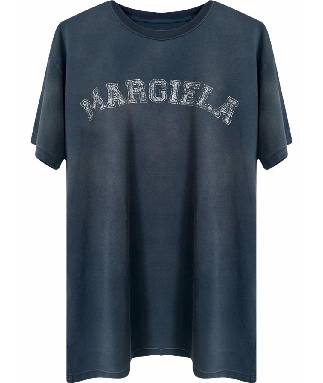 MAISON MARGIELA Темно-синяя хлопко-эластановая футболка, фото 1