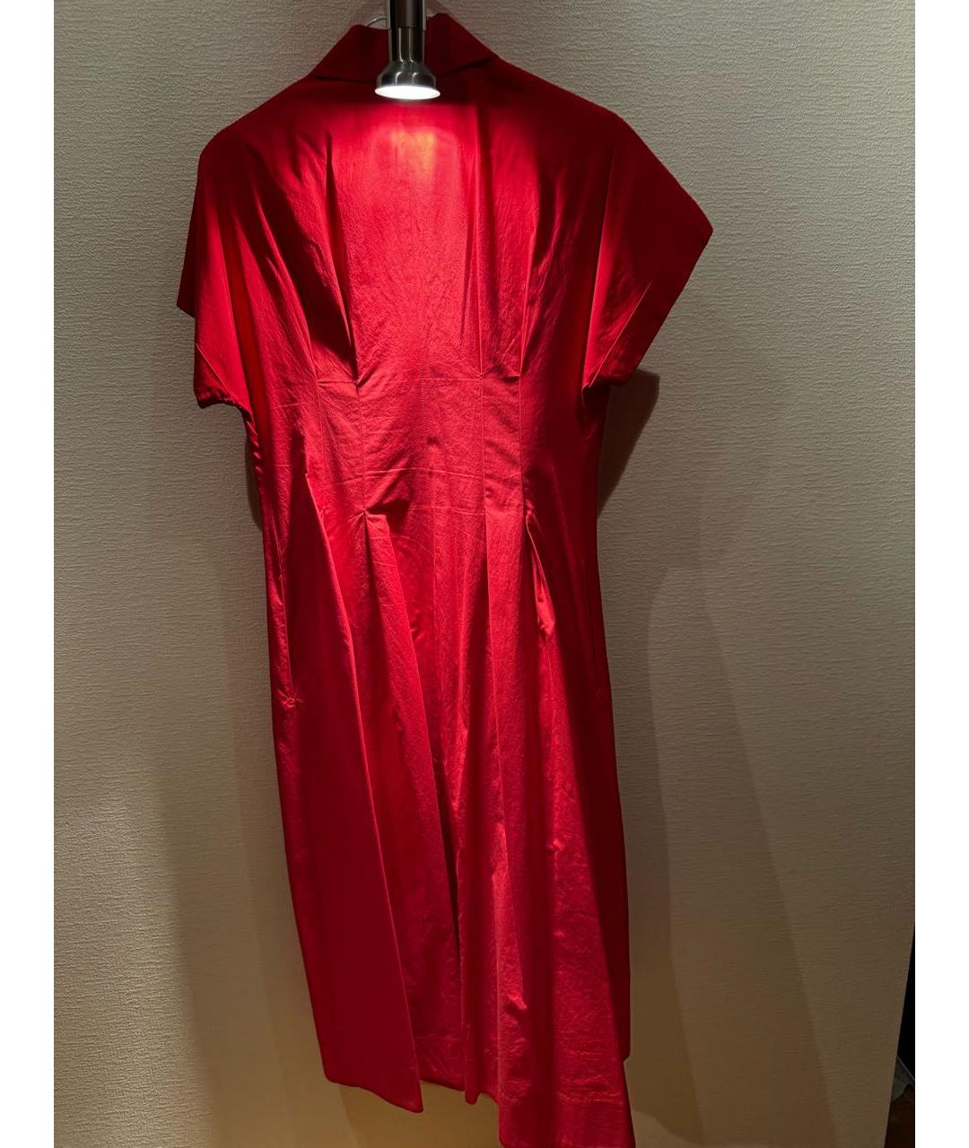 MAX MARA STUDIO Красное хлопковое повседневное платье, фото 2