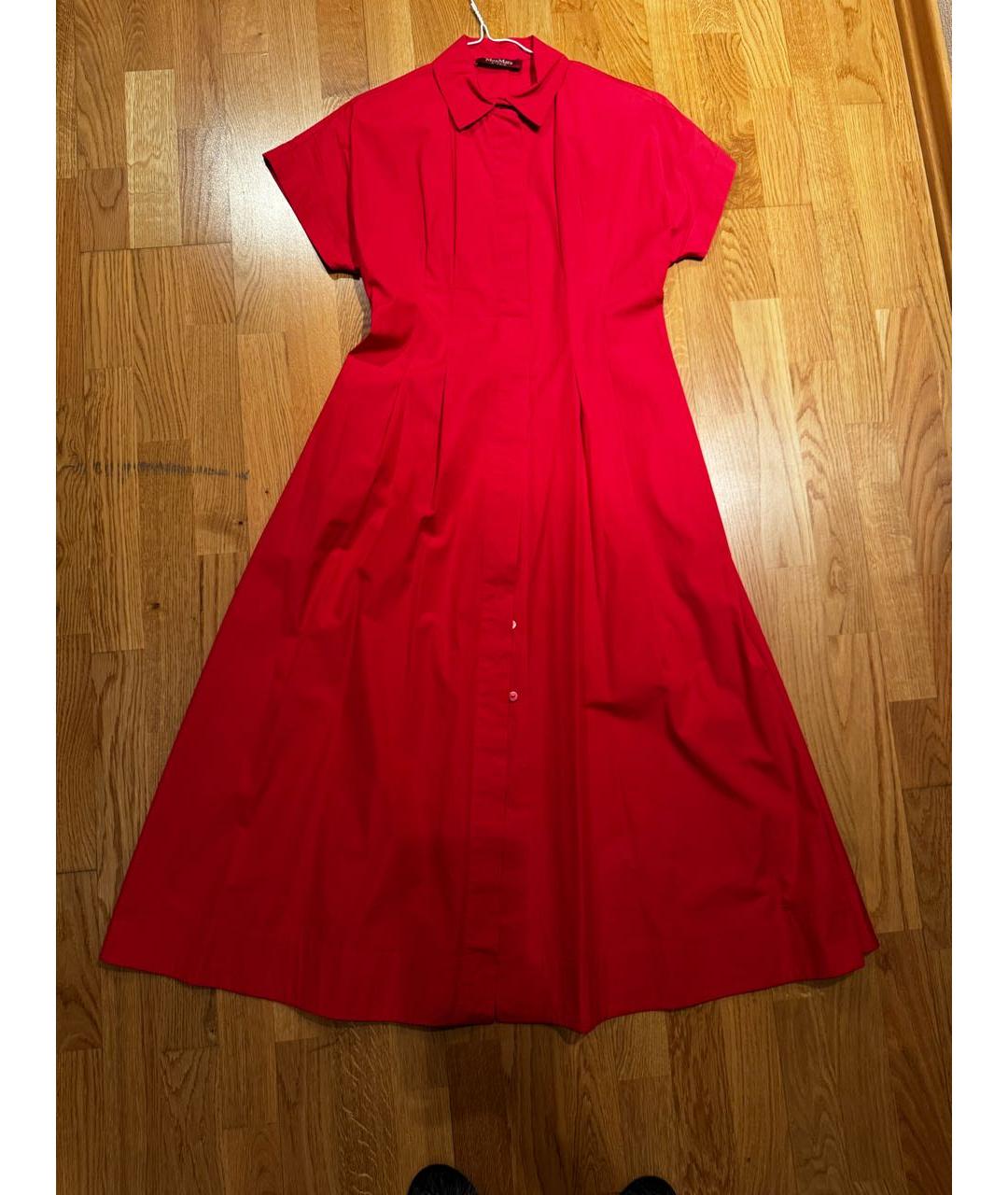 MAX MARA STUDIO Красное хлопковое повседневное платье, фото 5