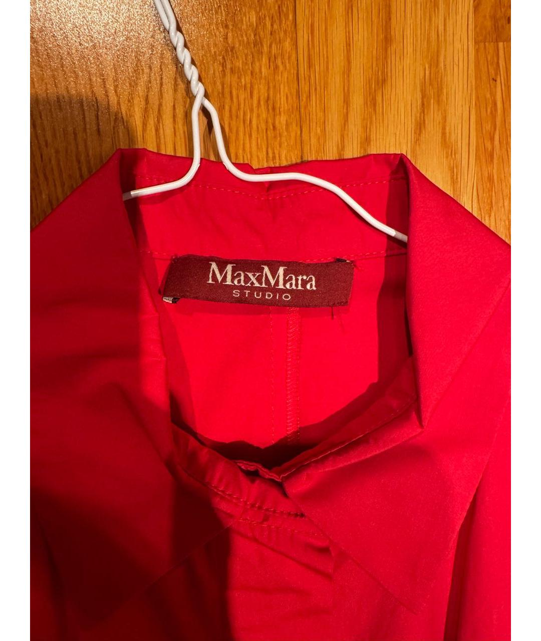 MAX MARA STUDIO Красное хлопковое повседневное платье, фото 4
