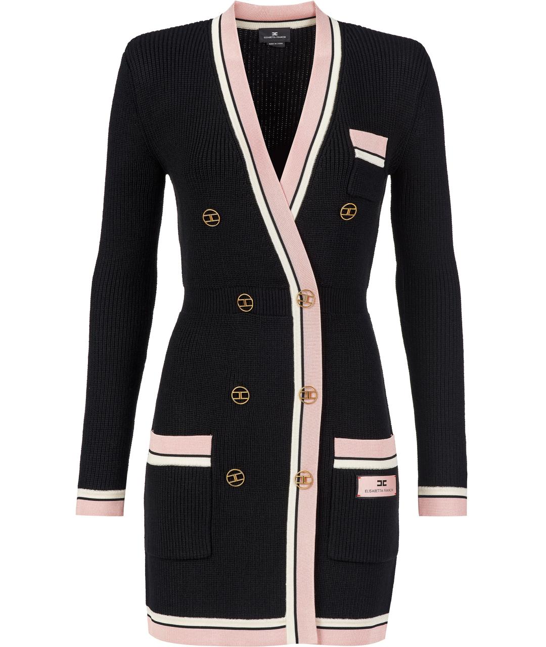 ELISABETTA FRANCHI Черное шерстяное повседневное платье, фото 1